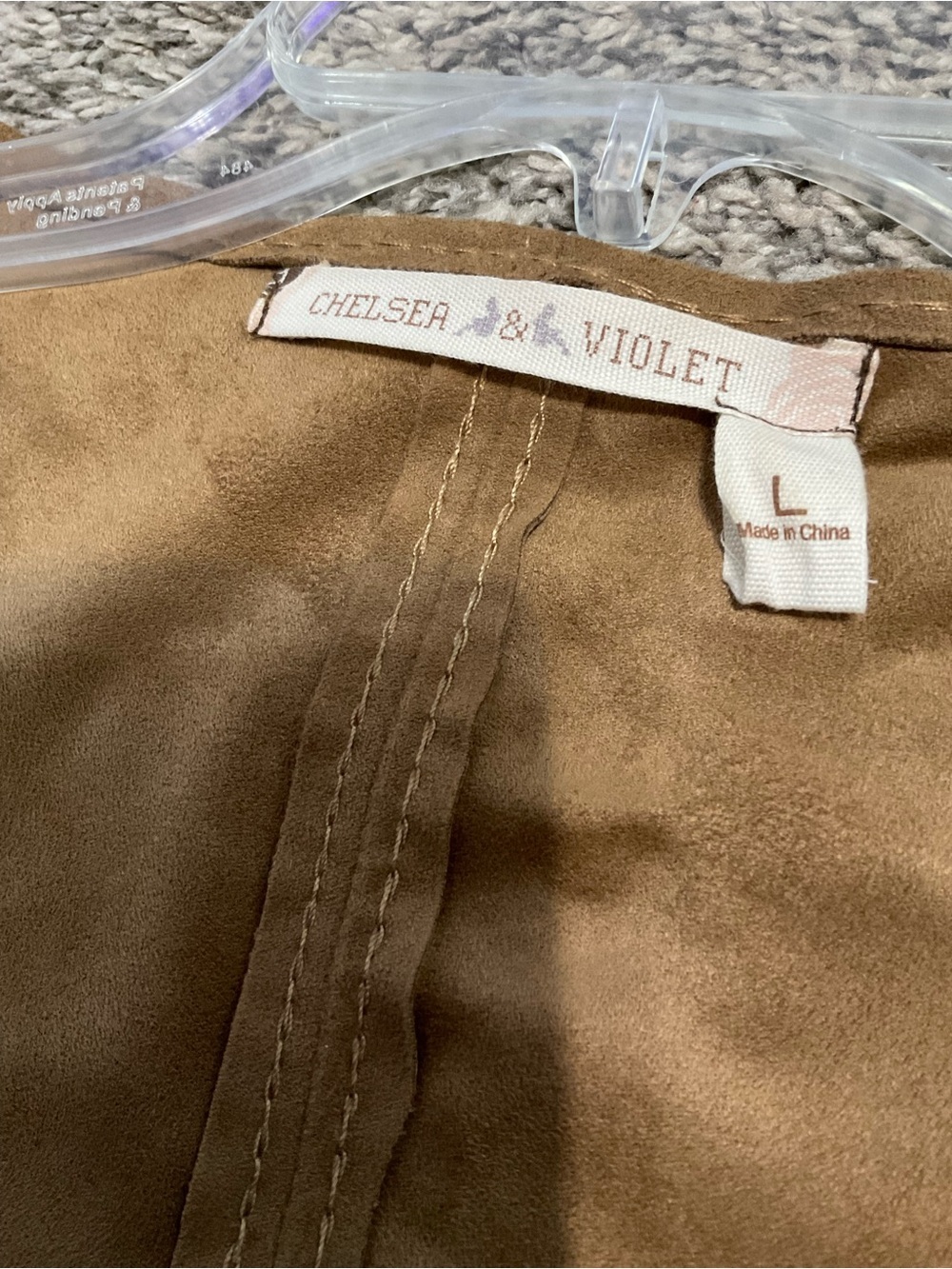 Chelsea & Violet Suede-Look Open Front Jacket in Camel Brown Large - Picture 5 of 8